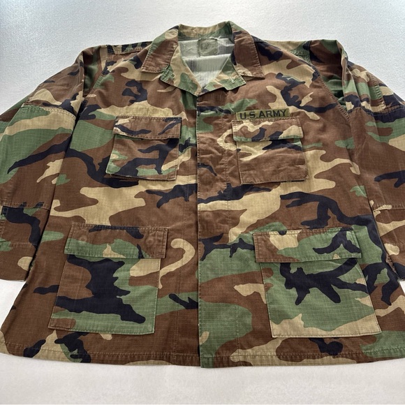 USGI Military BDU Mens Large M81 Woodland Combat Uniform Shirt Field Jacket Top - Picture 7 of 10